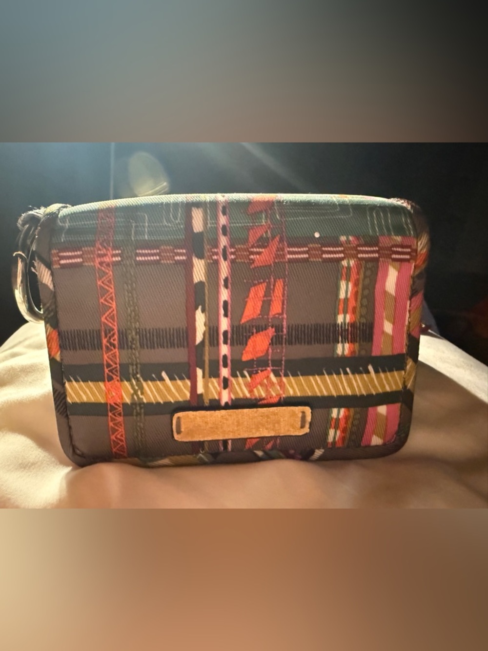 Vera Bradley Multicolor Plaid Wristlet - Black, Pink, Yellow, Green